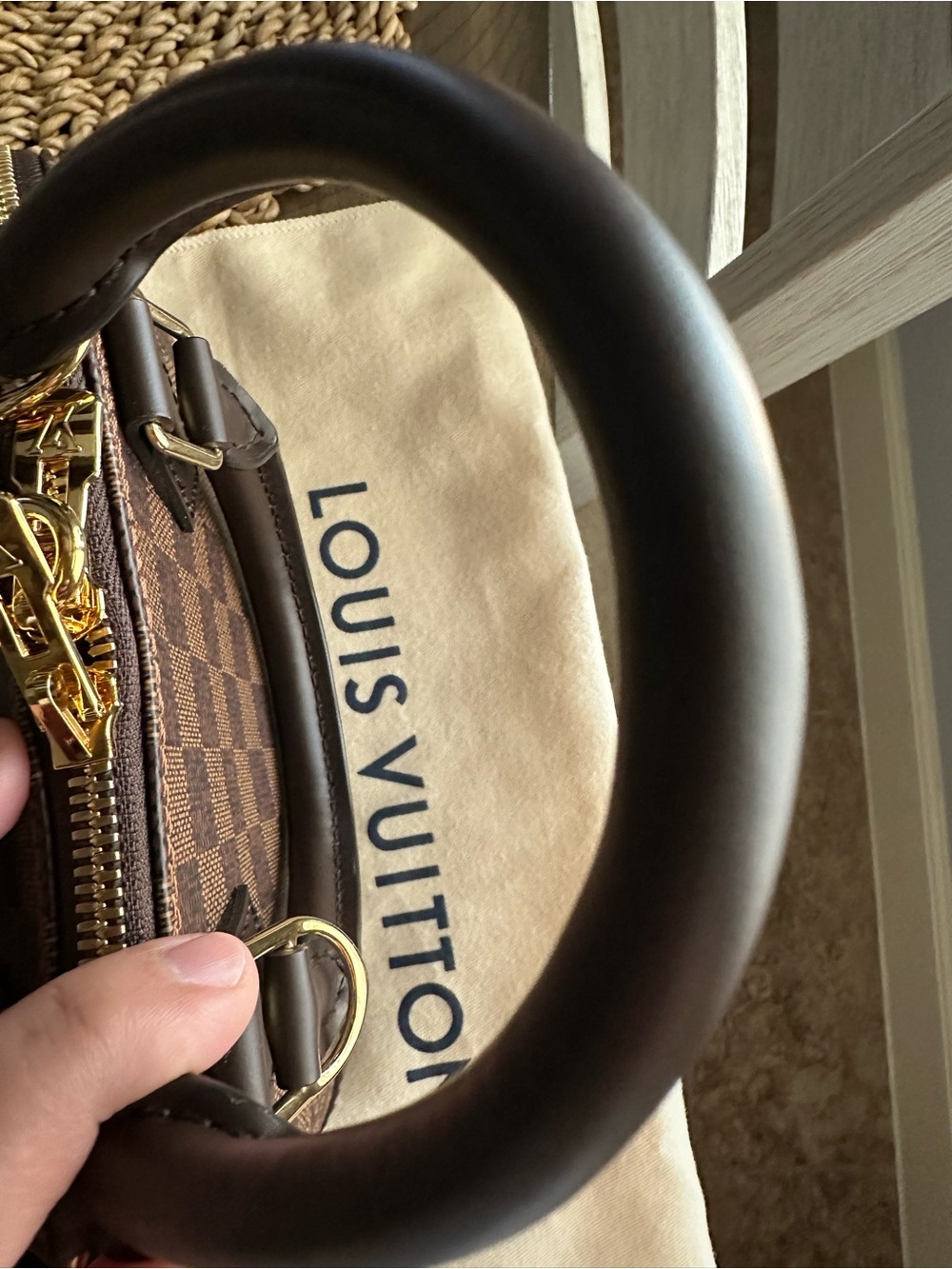 AUTHENTIC Louis Vuitton Damier Ebene Alma BB Satchel in Brown and Dark Brown - Picture 14 of 16